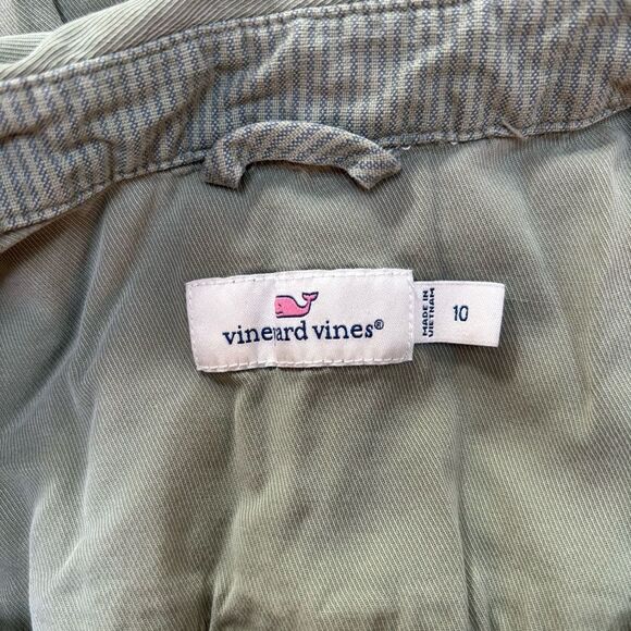 Vineyard Vines Sleeveless Utility Shirt Dress in Olive Green – Size 10 - Picture 2 of 7